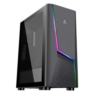 Ant Esports ICE-130AG Mid Tower Computer Case I Gaming Cabinet Supports ATX, Micro-ATX, Mini-ITX Motherboard with Transparent Side Panel - Black